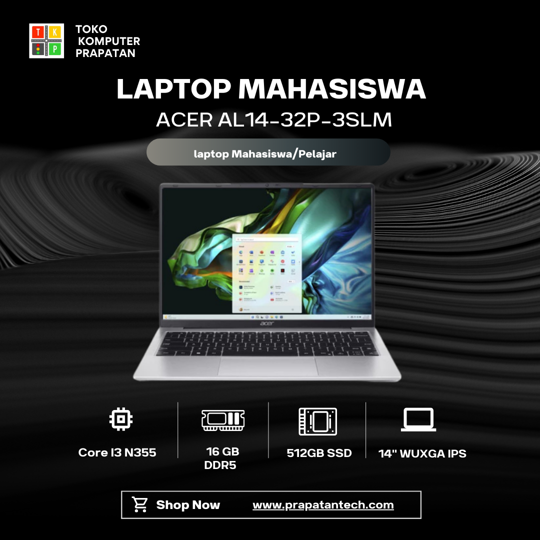 ACER Aspire Lite AL14-32P-3SLM (16GB/512GB) SILVER Core 3 N355 W11 OHS