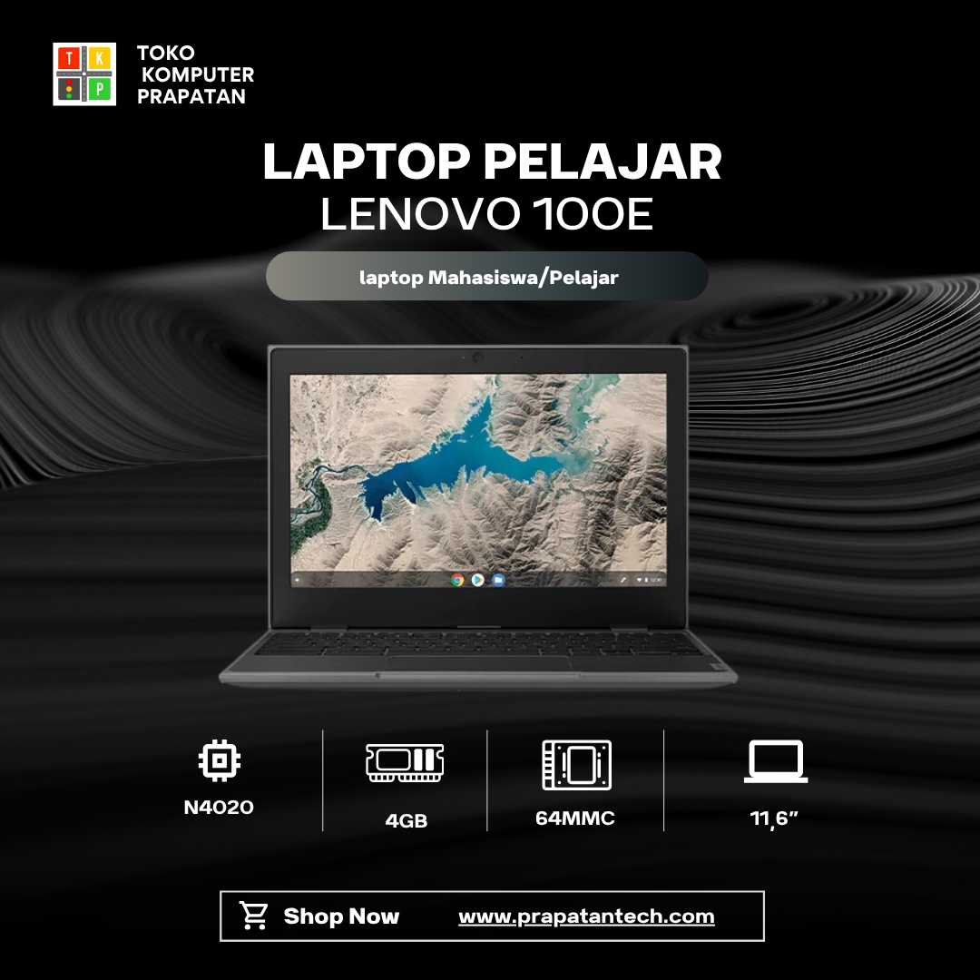 LAPTOP LENOVO 100E Intel Celeron N4020 / 4GB/ 64GB eMMC/ 11.6